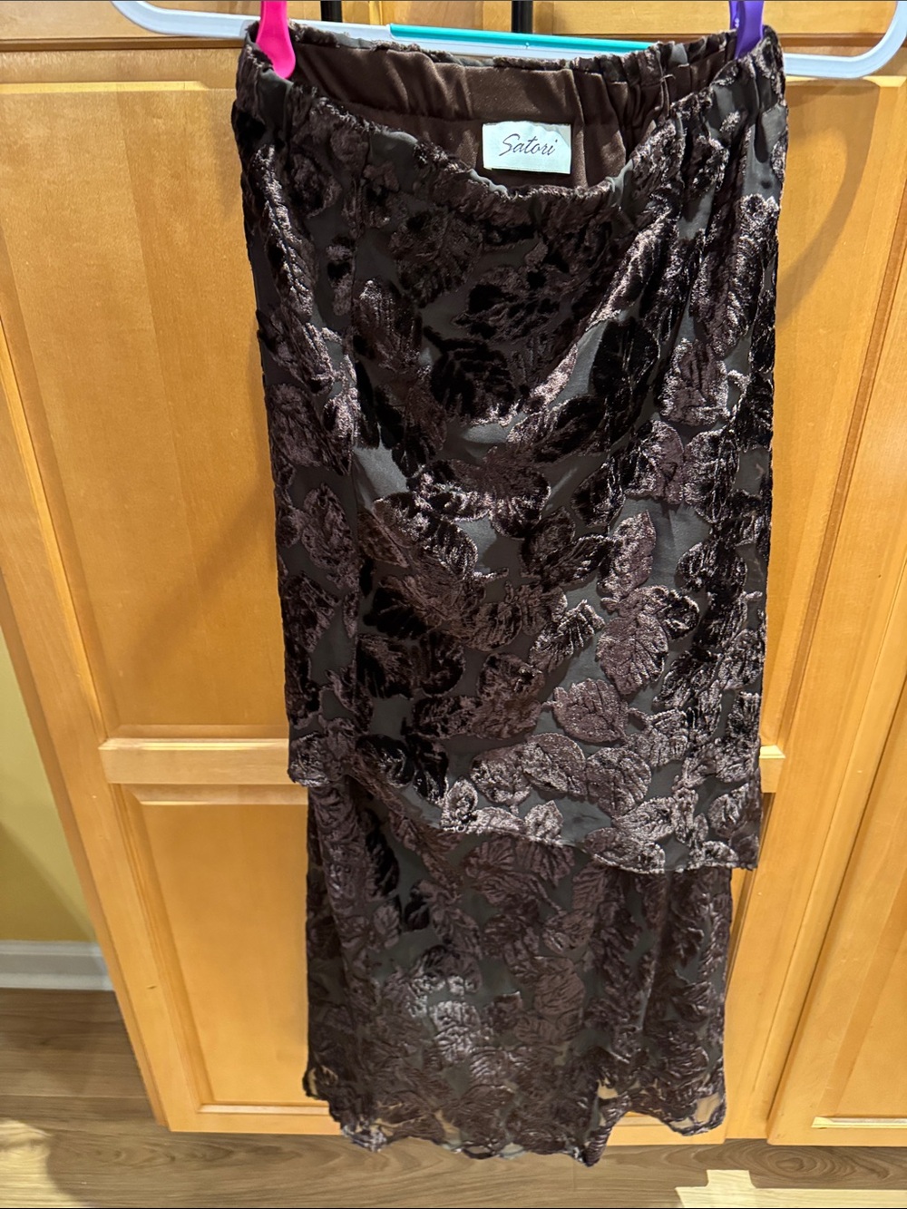 Satori Black Floral Velvet Maxi Skirt